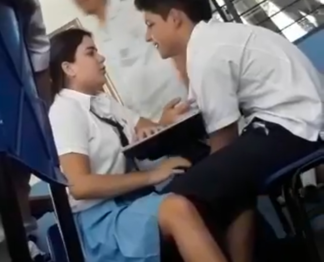 School Boy And Girl Intimate Infront Of Whole Class