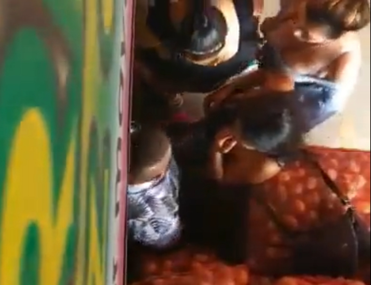 Three Girl Paying Fat Guy With Their Body
